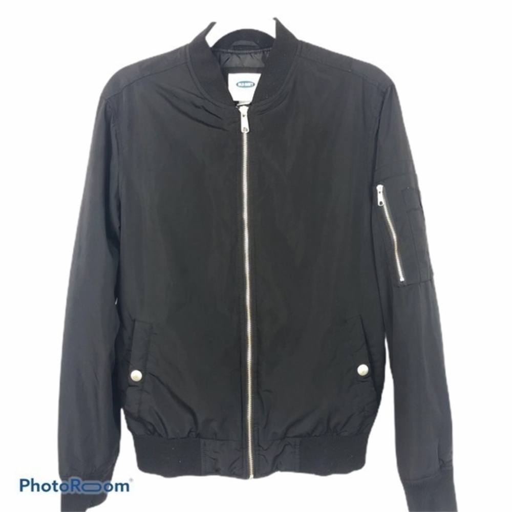 OLD NAVY Black Zip Up Bomber Jacket. EUC.